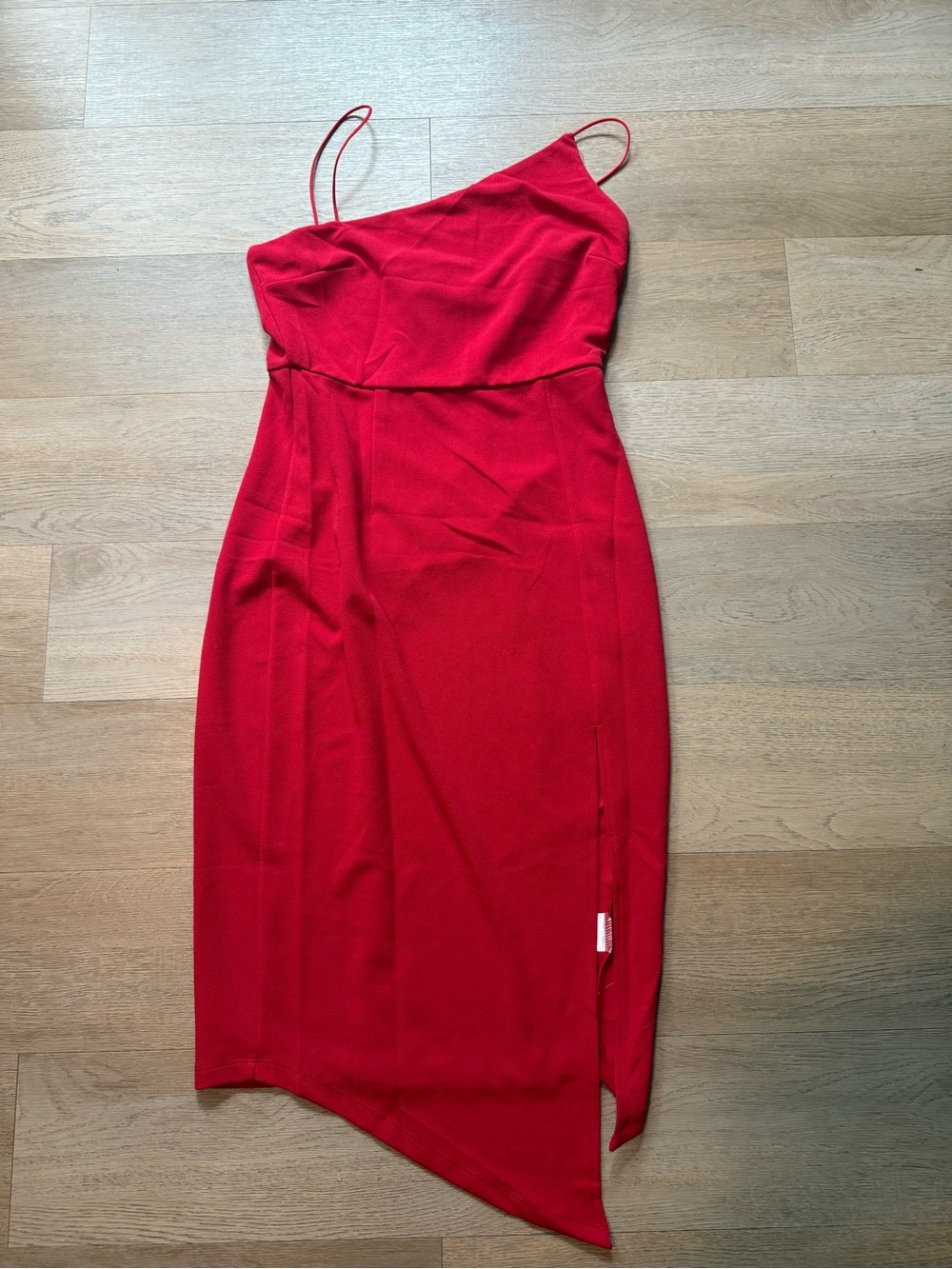 Princess Polly Red Asymmetric Slip Dress with Spaghetti Straps - US 8